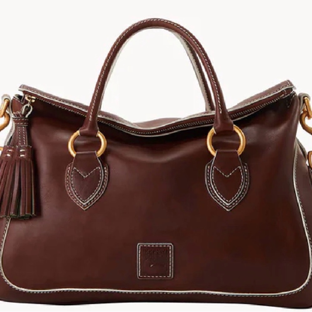 Dooney & Bourke Florentine edge, medium satchel in Chestnut